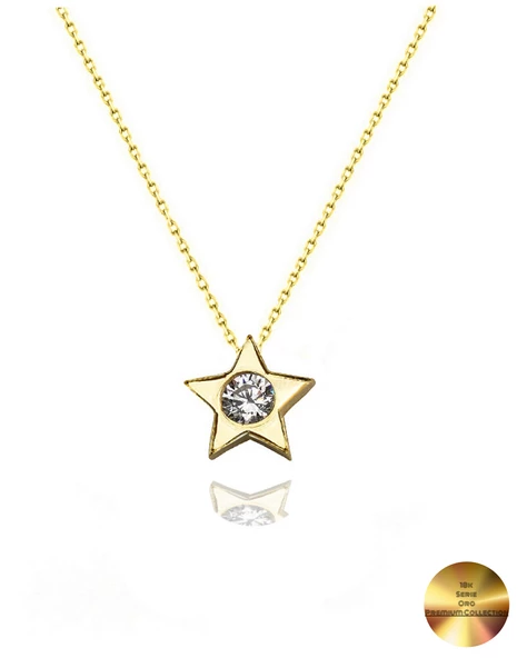 18k Serie Oro Tektaş Yıldız Minimal Classical Kadın Gümüş Kolye ürün görseli