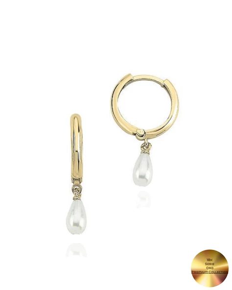 18k Serie Oro Hakiki İnci Halka Minimal Gümüş Küpe