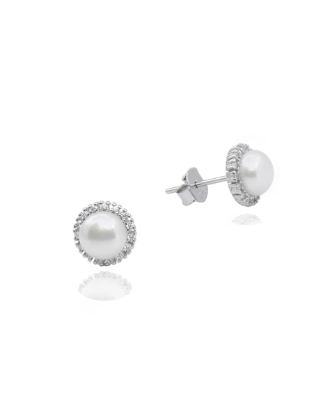 Dia Serisi İncili Kadın Gümüş Küpe 6 MM ürün görseli