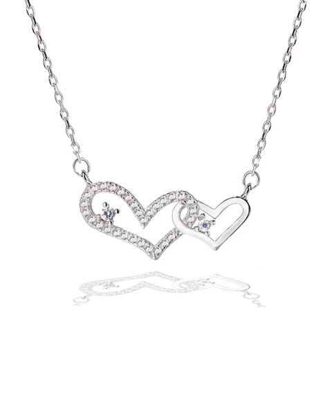 Diamond Serisi Minik Kalbim Tektaş Işıltılı Gümüş Kadın Kolye ürün görseli