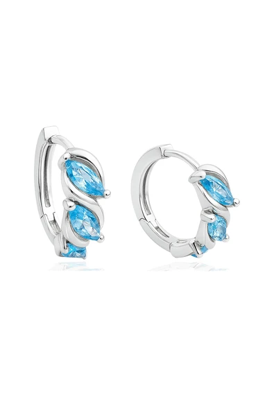 Aquamarin Marquise Diamond Night Halka Kadın Gümüş Küpe 17 MM ürün görseli