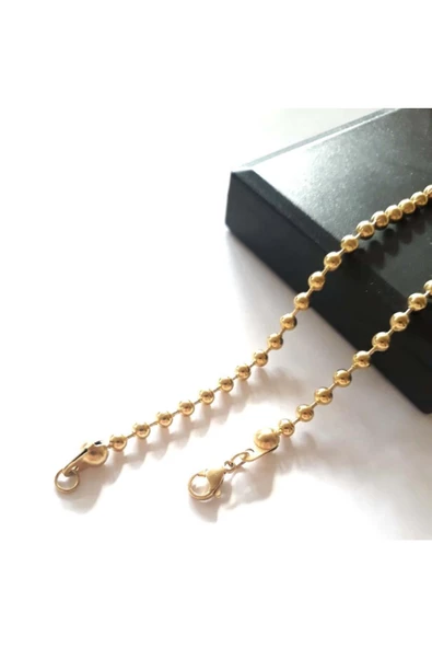 Sarı Çelik Top Model Erkek Kolye Zincir 3 mm 65 Cm - 2