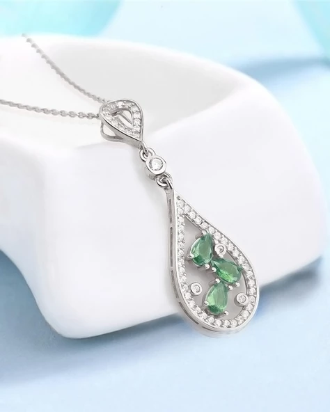 Zümüt Işıltısı Histryum Kadın Gümüş Kolye - Resim 3