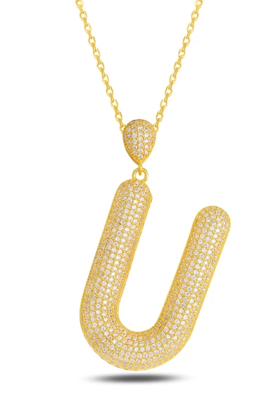 18k Serie Oro U Harfi Kadın Gümüş Kolye ürün görseli