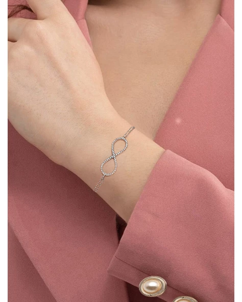 Sade Sonsuzluk Model Classical Kadın Gümüş Bileklik - Resim 2