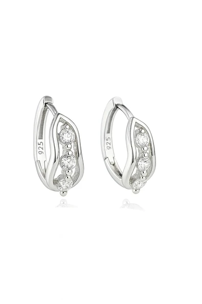 Zirkon Taşlı Diamond Simple Style Halka Kadın Gümüş Küpe 17 MM ürün görseli