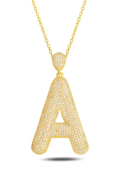 18k Serie Oro A Harfi Kadın Gümüş Kolye ürün görseli