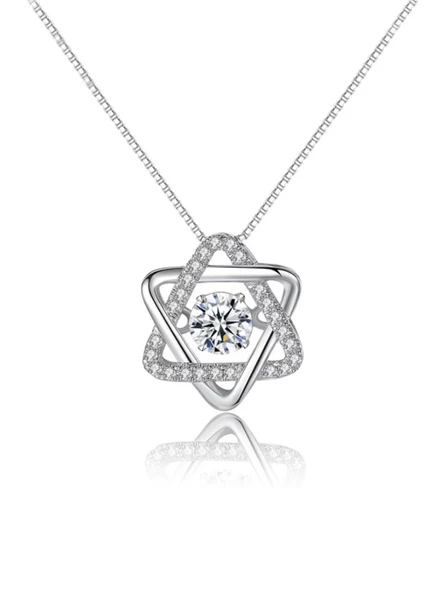 Gümüş Titrek Swarovski Taşlı Üçgen Yıldız Kadın Kolye ürün görseli