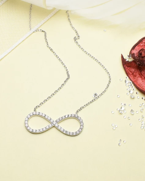 Sade Sonsuzluk Model Classical Kadın Gümüş Kolye - Resim 3