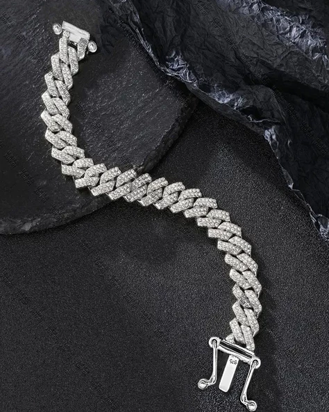 Gurmet Zincir Model Pırlanta Işıltılı İthal Kadın Gümüş Bileklik 17 Cm - 3