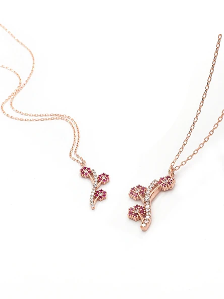 Zarif Tasarım Aşk Çiçeği Kadın Gümüş Kolye - Resim 4