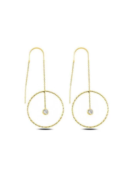 Gümüş Halka Model Taşlı Japon Kadın Küpe ürün görseli