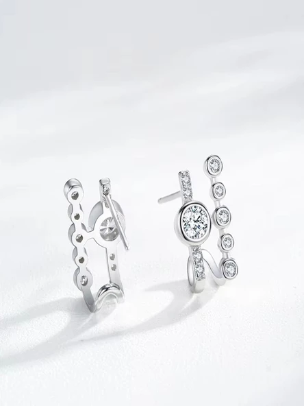 Timeless Series Stellar Elegance Kadın Gümüş Küpe - 3