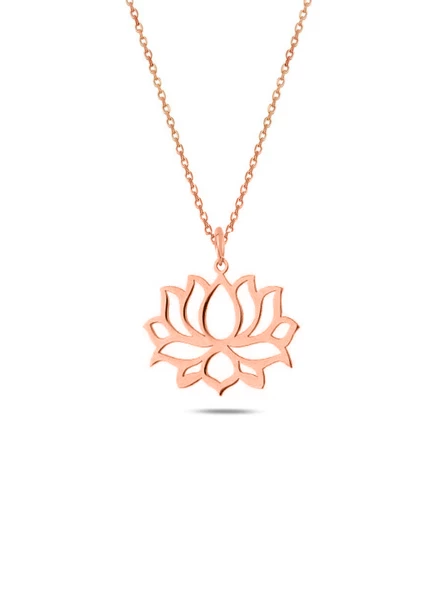Sade Lotus Çiçeği Kadın Gümüş Kolye ürün görseli