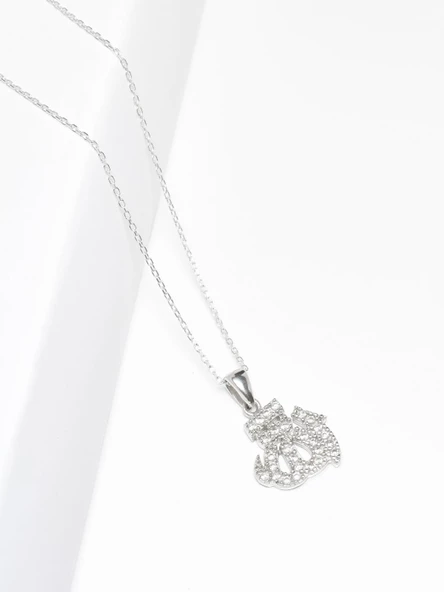 925 Ayar Gümüş Allah Yazılı Model Kadın Kolye - Resim 2