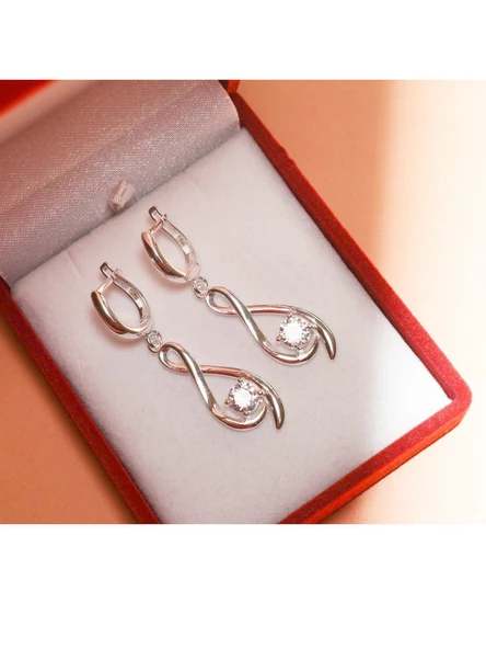 925 Ayar Gümüş Sonsuzluk Sallantılı Kadın Küpe - Resim 3