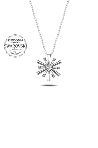 Gümüş Swarovski Zirconia Taşlı Kartanesi Kadın Kolye - 2