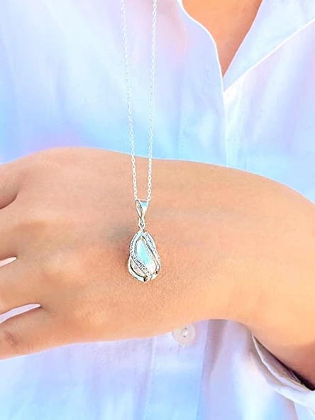 Gümüş Doğal İnci Kadın Kolye - 3