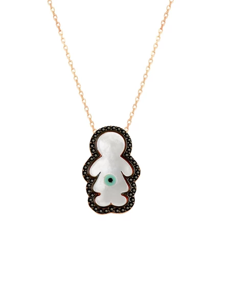 Koruyucu Melek Gözlü Sedef Taşlı Kadın Gümüş Kolye ürün görseli