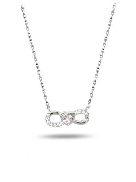 Gümüş Birbirine Bağlı Kalpli Sonsuzluk Kadın Gümüş Kolye ürün görseli