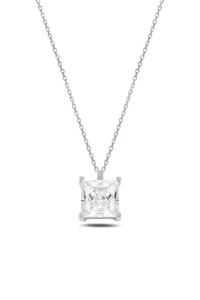Gümüş Swarovski Zirconia Taşlı Kare Model Kadın Kolye ürün görseli
