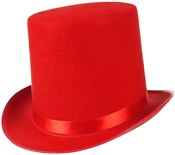 NessiWorld YetişkinlerİçinKırmızıRenkRingmasterSihirbazŞapkasıFötrŞapka15cm - 2