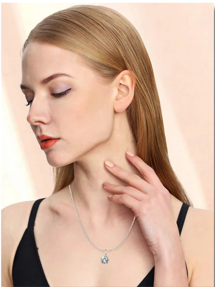 Gümüş Çiçek Figürlü Kadın Kolye - Resim 2