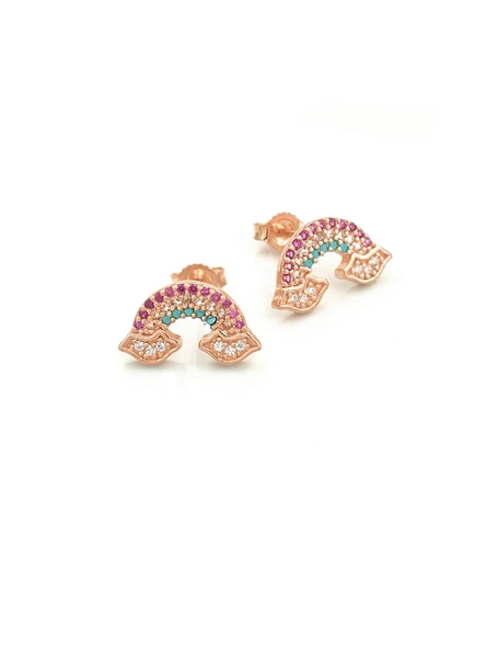 925 Ayar Gümüş Bulutlu Gökkuşağı Kadın Küpe - Resim 2