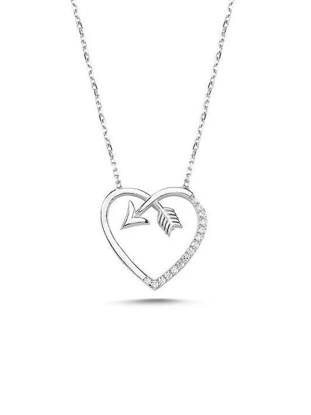 925 Ayar Kalbimin Saplantısı Kalp Kadın Gümüş Kolye ürün görseli