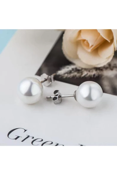 Gümüş İnci Kadın Küpe - Resim 4
