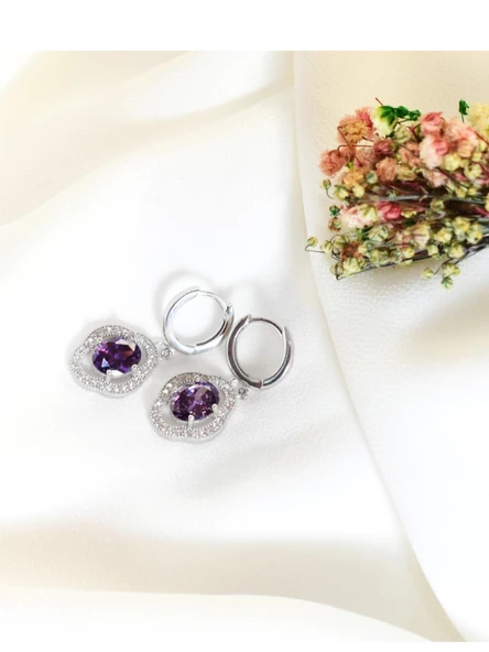 Gümüş Ametist Taşlı Kadın Kolye Küpe Seti Gümüş Kolye Set - 2