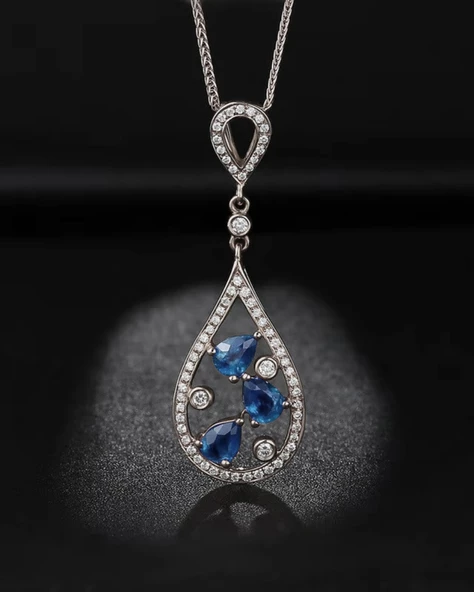 Safir Işıltısı Histryum Kadın Gümüş Kolye - Resim 2