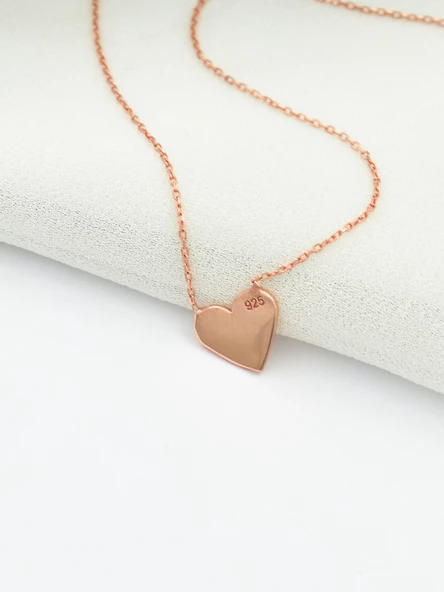 925 Ayar Gümüş Nazar Gözlü Mineli Kalp Kadın Kolye - Resim 3