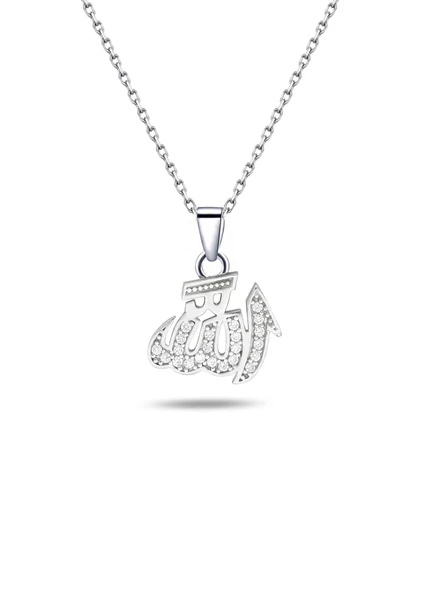 Gümüş Allah Yazılı Model Kadın Kolye ürün görseli