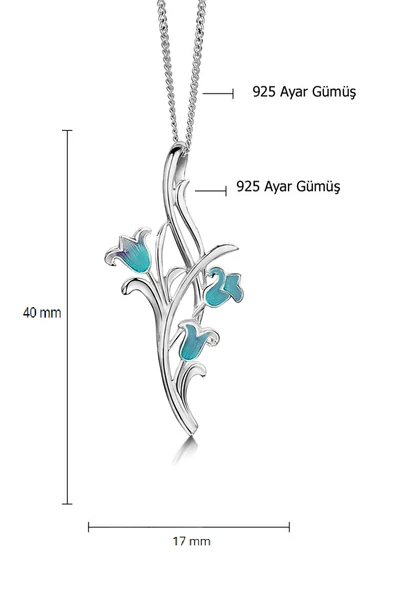 Sonsuzluk Zarif Model Gümüş Mineli Lale Çiçeği Kadın Kolye - Resim 3