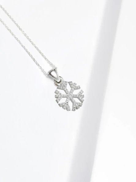 Efsane Model Kar Tanesi Taşlı Gümüş Kadın Kolye - Resim 2