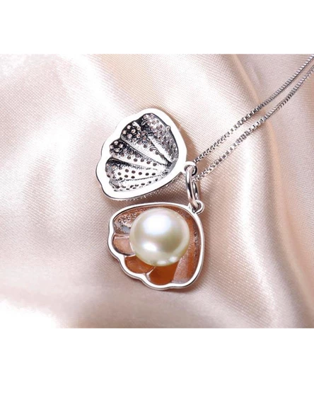 Zarif Tasarım Gümüş Tatlı Su İnci Kadın Kolye - Resim 2