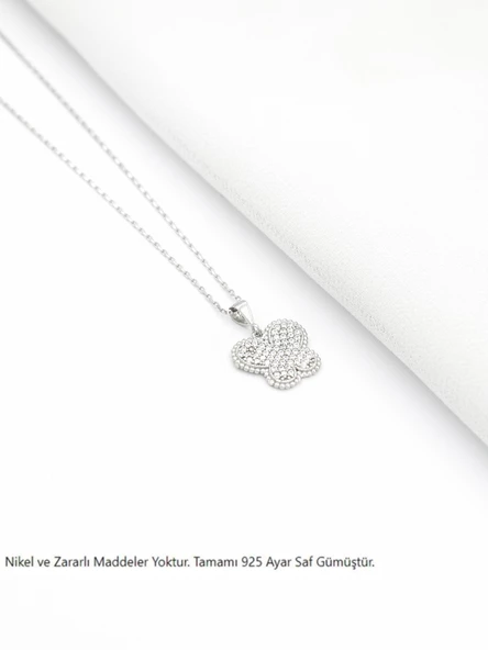 Timeless Series Zirkon Taşlı Gümüş Işıltılı Kanat Kelebek Kolye - 3