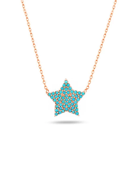 Firuze Taşlı Yıldız Kadın Gümüş Kolye ürün görseli