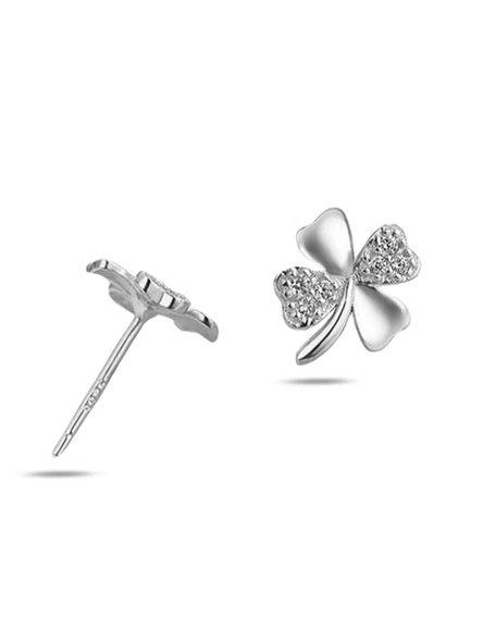 Gümüş 4 Yaprak Yonca Kadın Gümüş Küpe ürün görseli