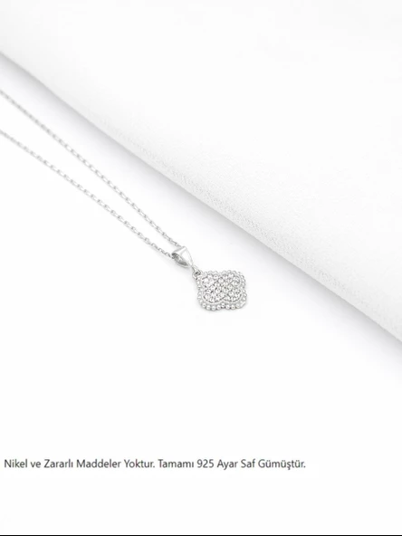 Timeless Series Zirkon Taşlı Gümüş Zarif Yaprak Kolyesi - 3