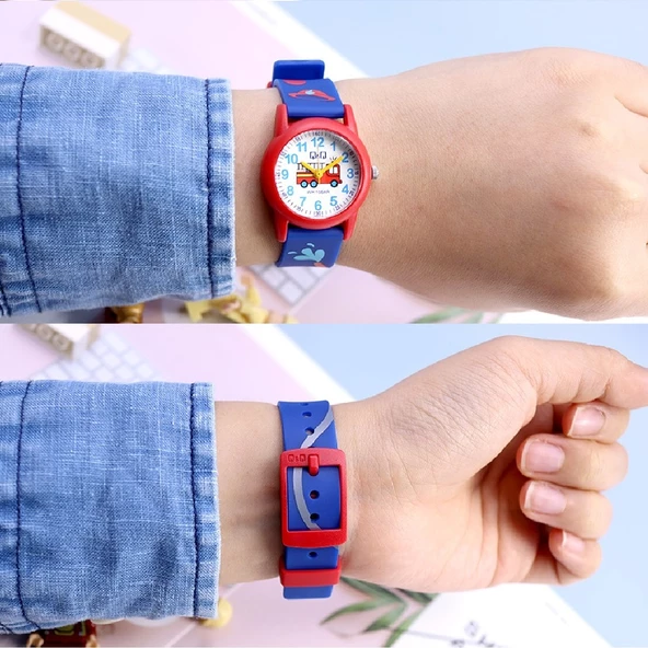 Q&Q VR99J019Y Lacivert Kırmızı İtfaiye Desenli Su Geçirmez Erkek Çocuk Kol Saati - 5