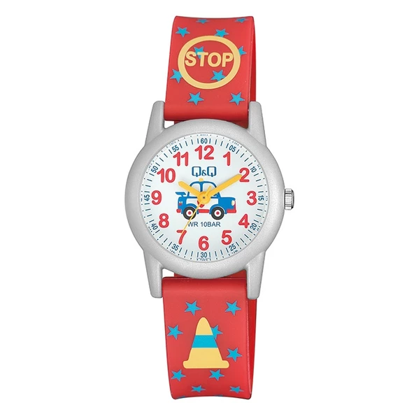 Q&Q VR99J020Y Yıldızlı Rakamlı Otomobil Desenli Su Geçirmez Erkek Çocuk Kol Saati