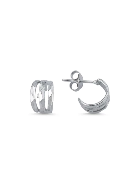 925 Ayar Gümüş Dalga Desen Minimal Halka Kadın Küpe ürün görseli