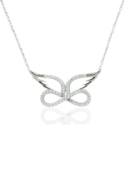 Gümüş Melek Kanatlı Sonsuzluk Kadın Kolye ürün görseli
