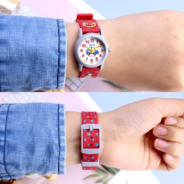 Q&Q VR99J020Y Yıldızlı Rakamlı Otomobil Desenli Su Geçirmez Erkek Çocuk Kol Saati - 5