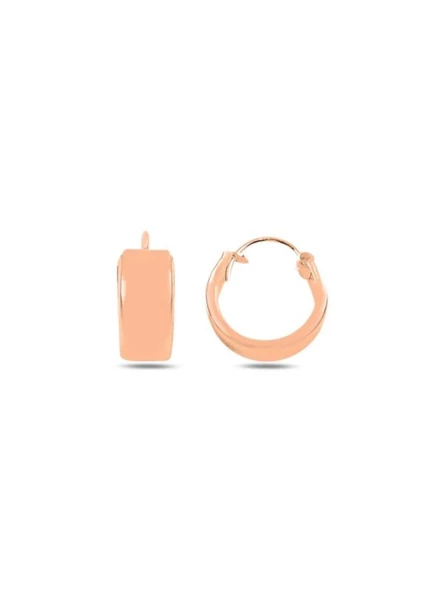 Geniş Halka Kadın Gümüş Rose Küpe 14mm