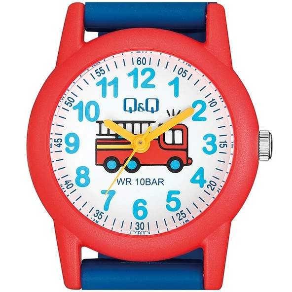 Q&Q VR99J019Y Lacivert Kırmızı İtfaiye Desenli Su Geçirmez Erkek Çocuk Kol Saati - 6