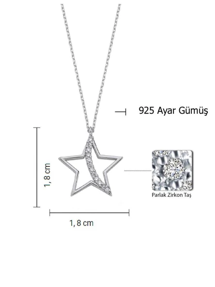 925 Ayar Gümüş Yıldızım Zirkon Taşlı Kadın Kolye - Resim 2