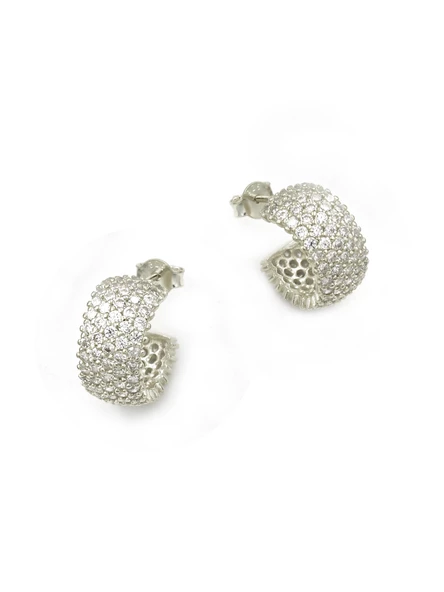 5 Sıra Beyaz Zirkon Taşlı Tamtur Kadın Gümüş Küpe ürün görseli